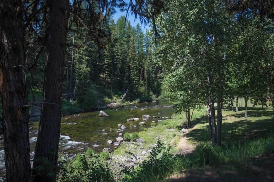 North Fork of the Payette River just below the outlet and just across the road, below our cabin.