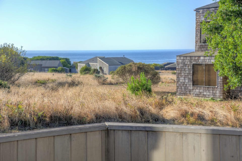 Back deck with an ocean view