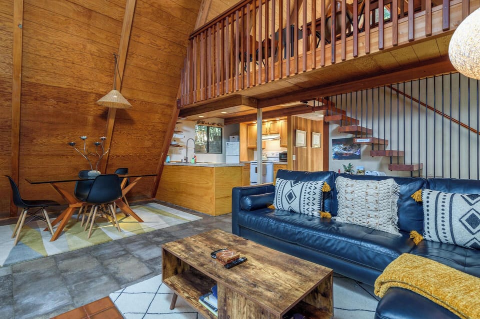 Living, dining, and kitchen area