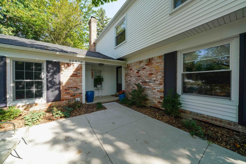 The front door and patio.