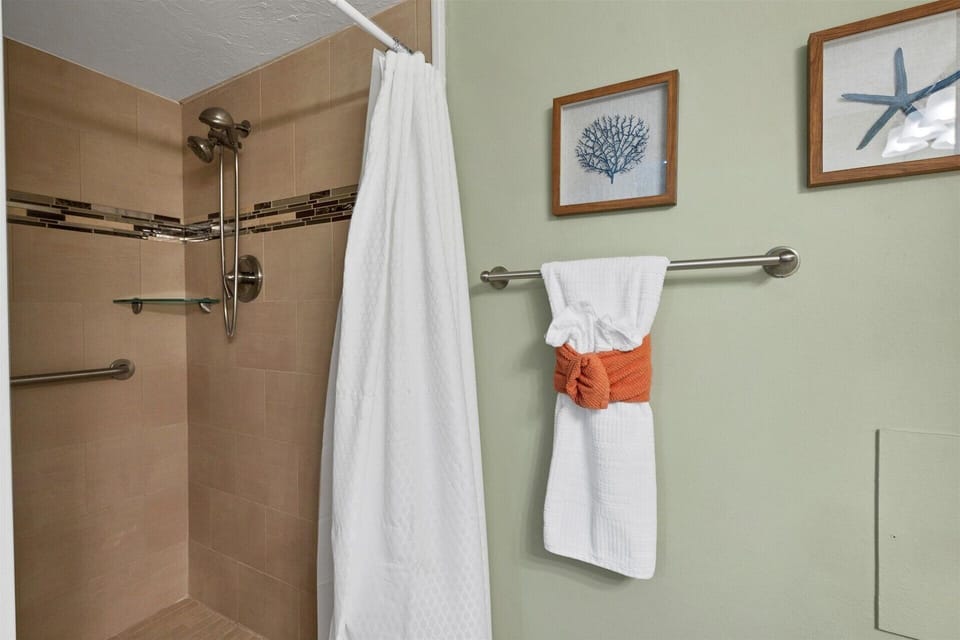 Attached bathroom with walk-in shower