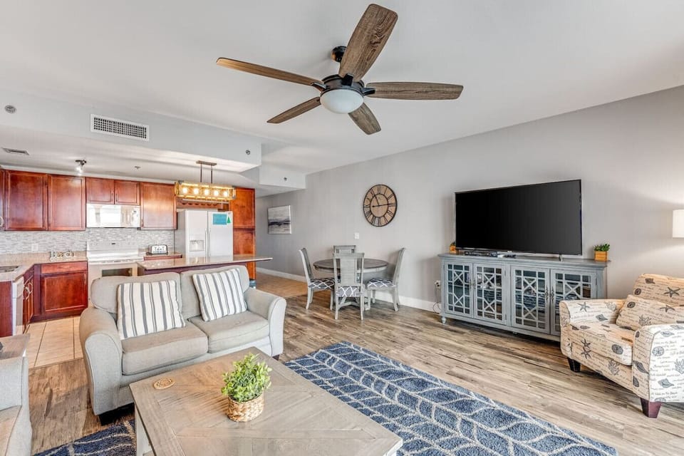 Living Room with Ocean Views, Flat Screen TV, Sleeper Sofa and Direct Balcony Access