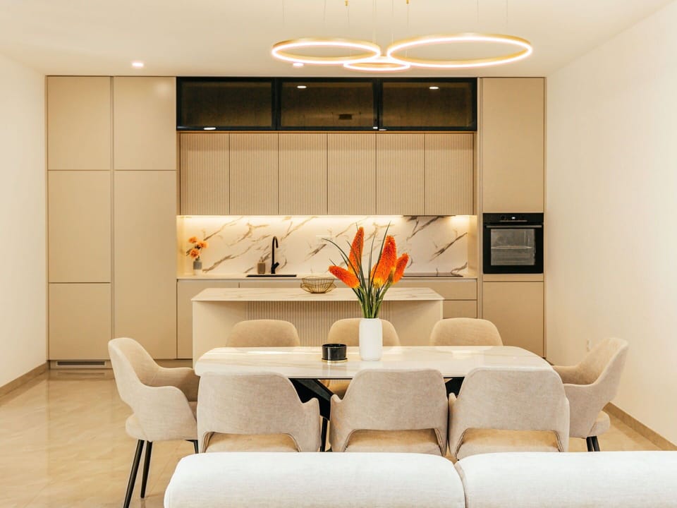 Furniture, Property, Table, Chair, Couch, Building, Plant, Interior Design, Cabinetry, Orange