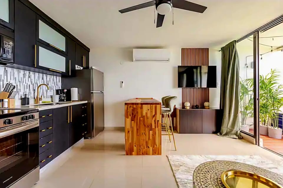 Living room and kitchen