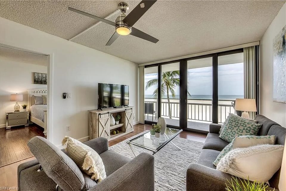 Living room looking out to the Gulf