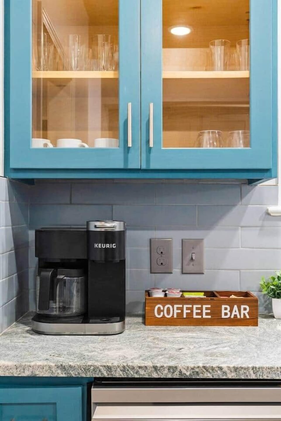 Enjoy a fully equipped coffee bar and tea station.