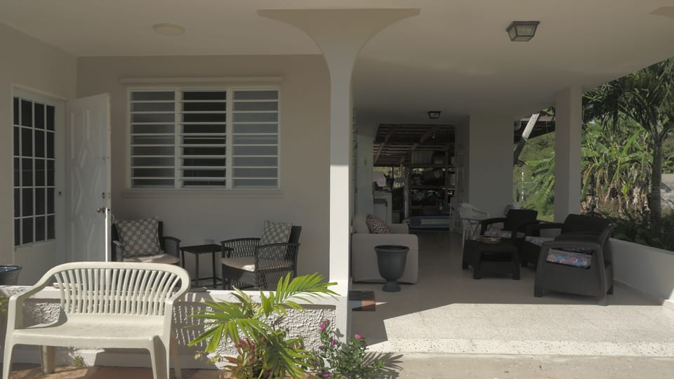 The front patio lounging area.