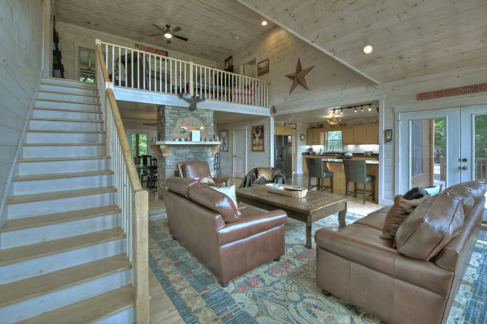 Main Level Living Area with Seasonal Gas Fireplace