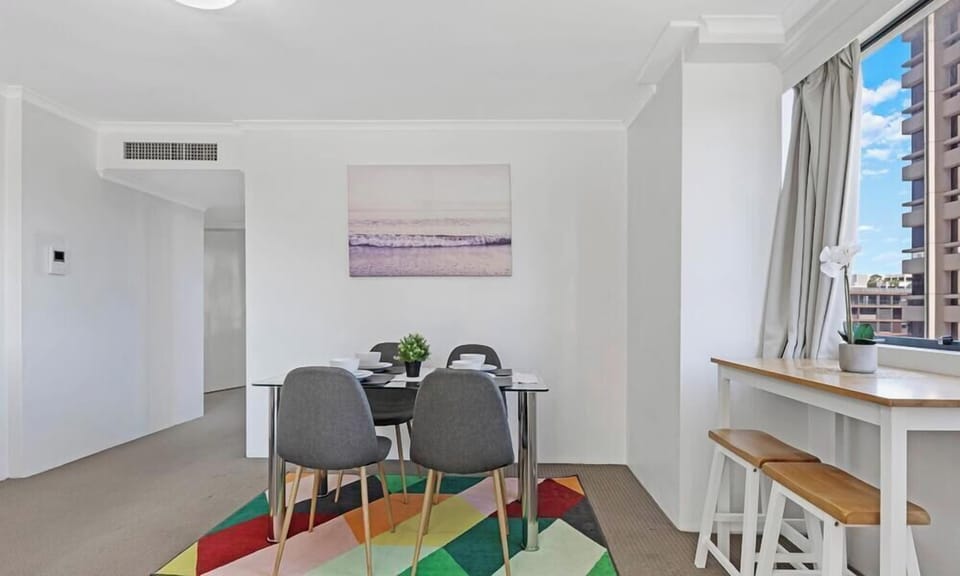 Practical dining setup for your stay