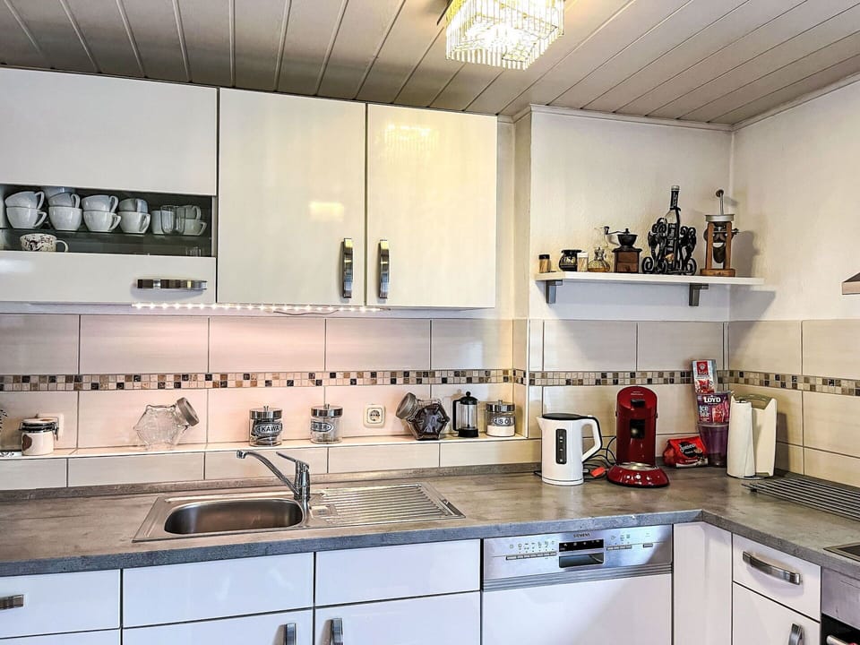 Kitchen Sink, Countertop, Sink, Cabinetry, Tap, Kitchen, Kitchen Stove, Interior Design, Lighting, Stove