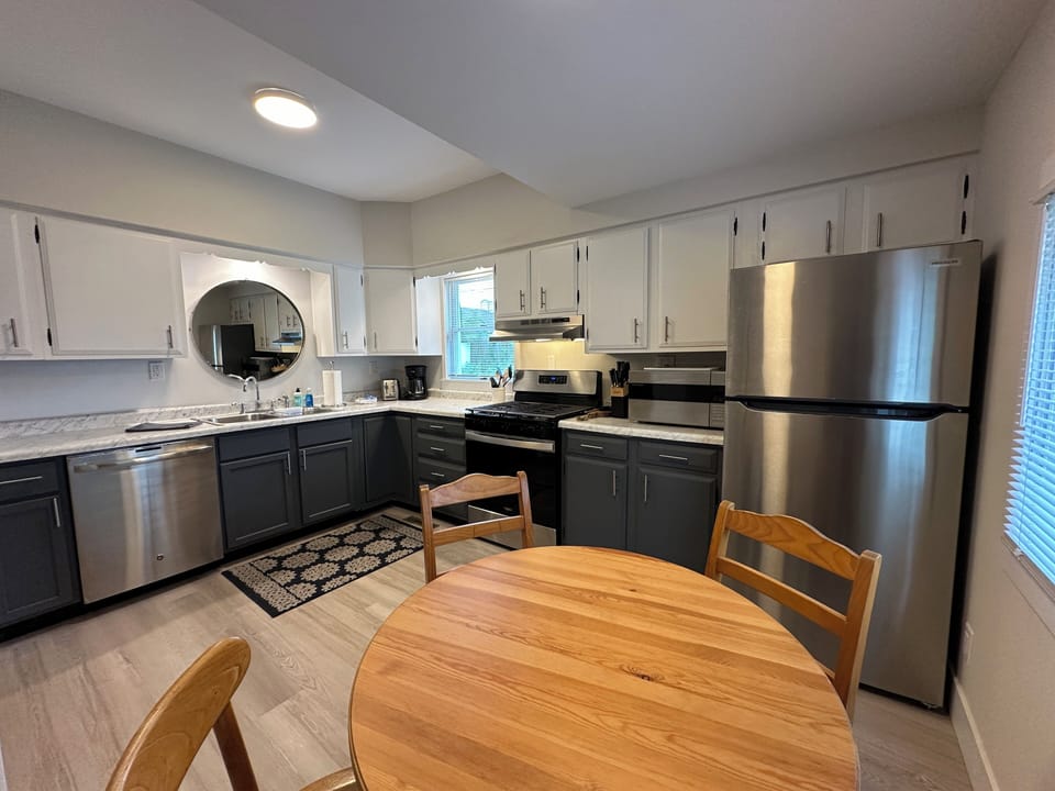 Fully stocked kitchen.