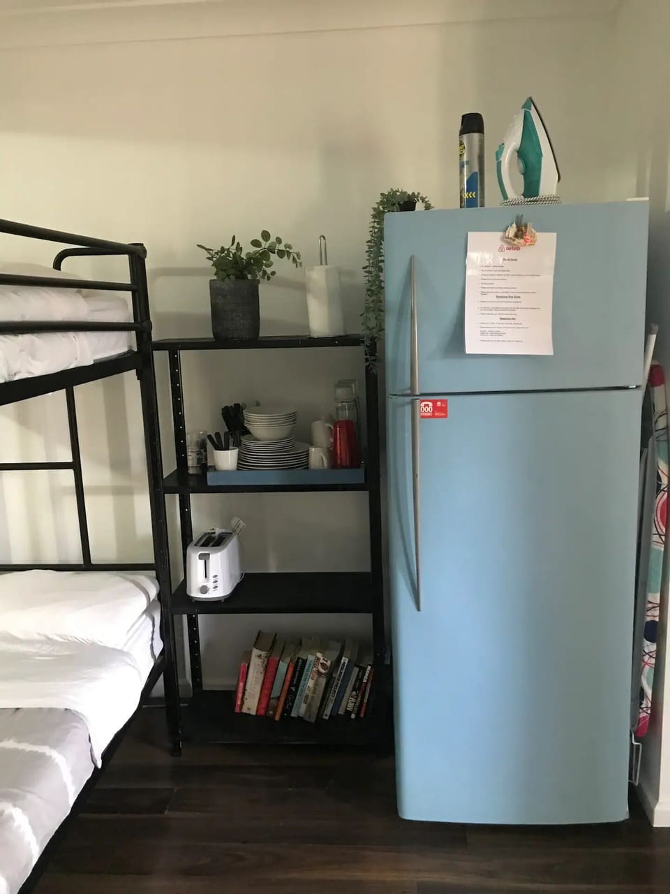 Fridge,Toaster,Plates,Cutlery,Bowls, Mugs and Glasses