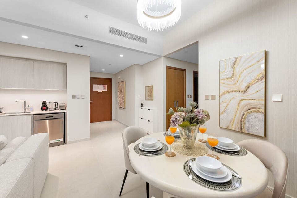 Dining Area: Enjoy delightful meals in a chic space adorned with elegant decor and modern amenities!