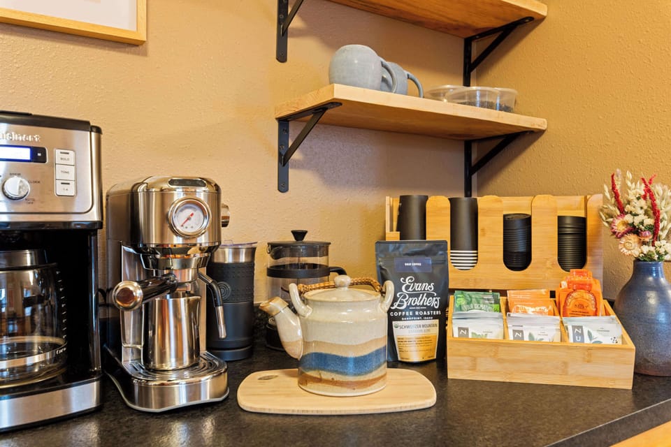 Fully equipped and stocked coffee & tea bar