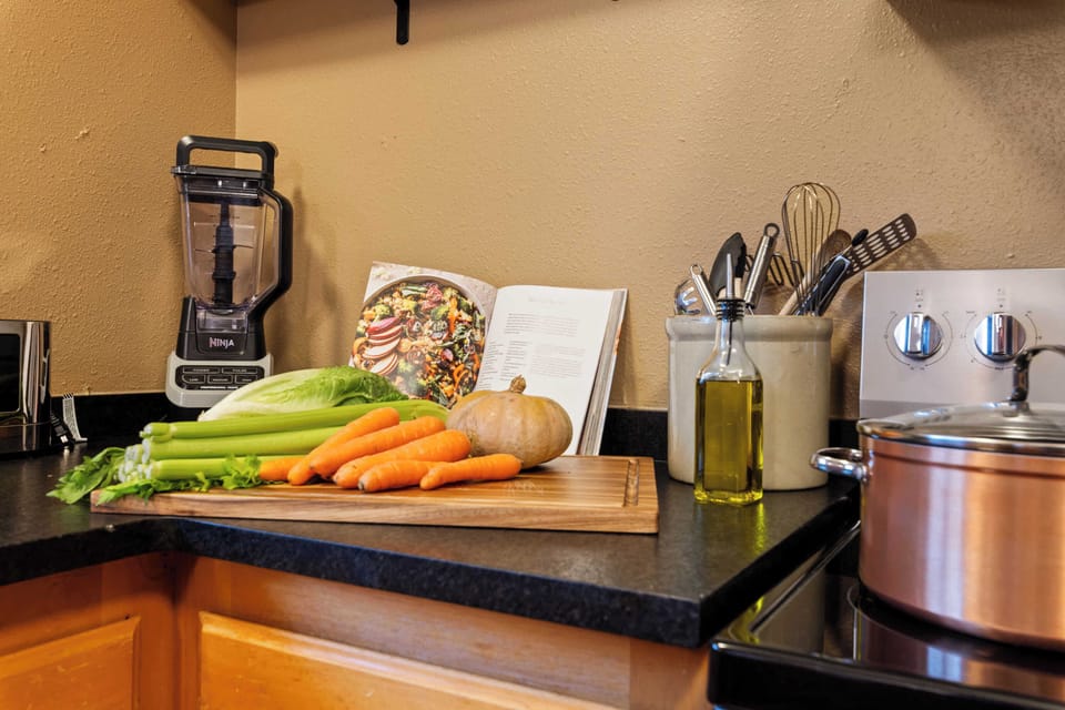 Our Gourmet kitchen is fully equipped to prepare delicious home cooked meals