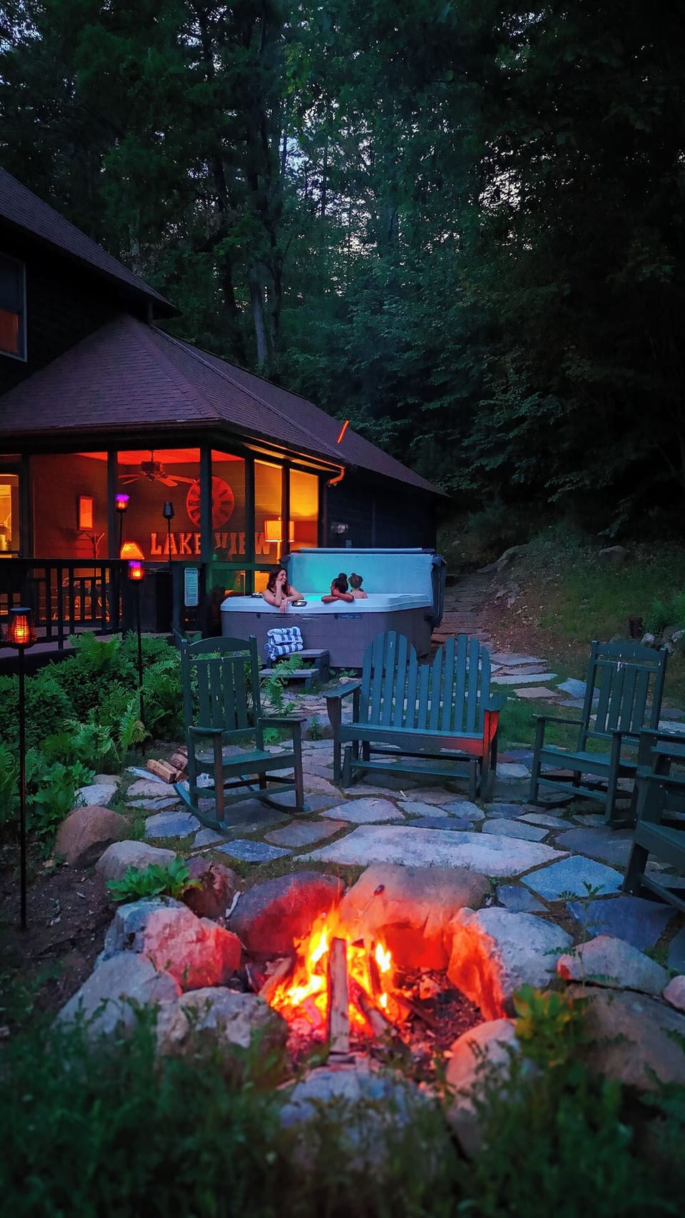 Fire Pit with Adirondack Chairs
