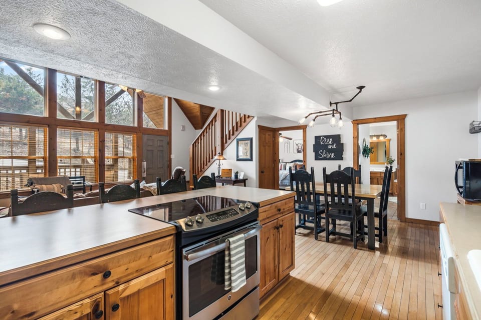 Enjoy open-concept living with views throughout the space from the kitchen