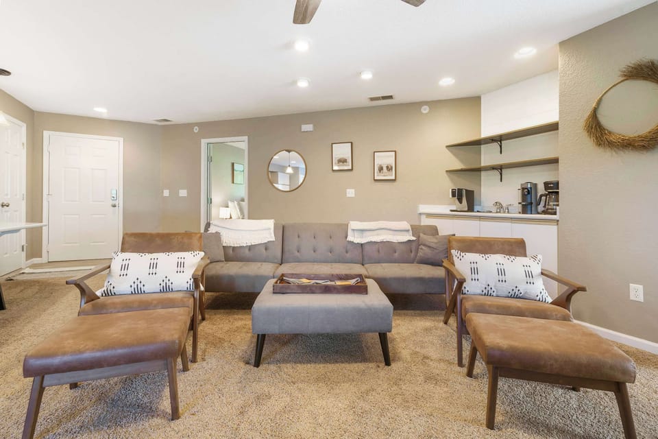 Living room open to the Kitchen with sofa sleeper