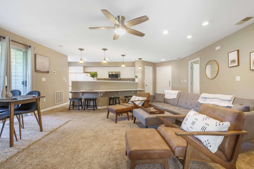 Living room open to the Kitchen with sofa sleeper