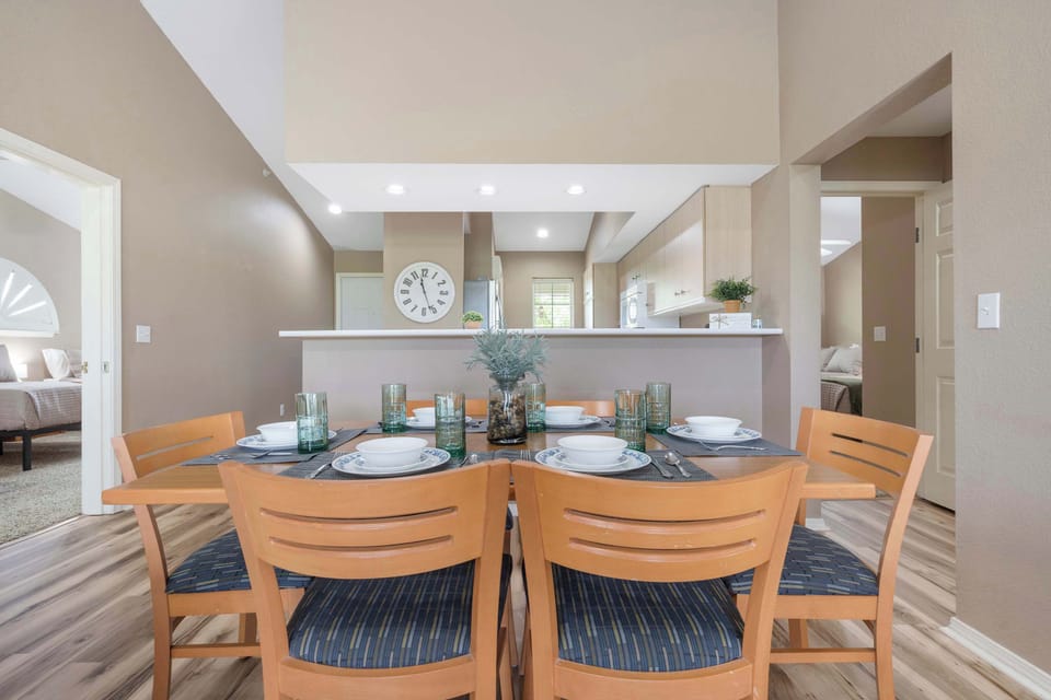 Fashion a delicious meal and enjoy dinner around table seating 6