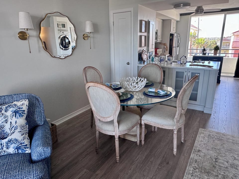 Dining area joins the kitchen and living room for convenience & conversation