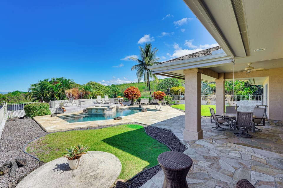 Lanai | Pool & Spa | Fenced Yard | Seating & Dining | Ocean Views