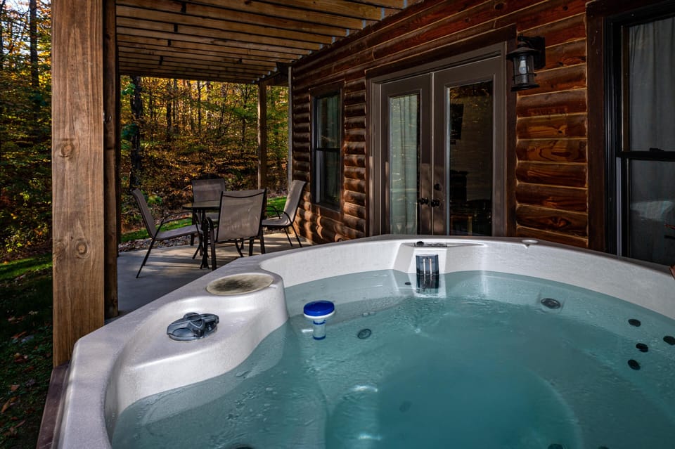 Covered hot tub perfect for relaxing in any season