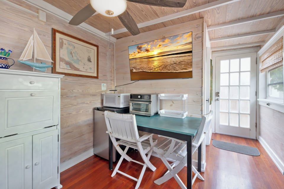 Fully Equipped with a Microwave, Air Frier, and super quiet mini-fridge.