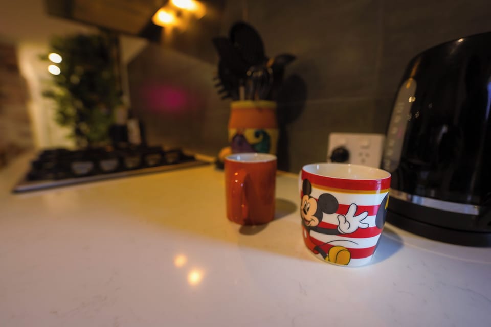 Tea & coffee included in your stay with cute themed mugs to choose from