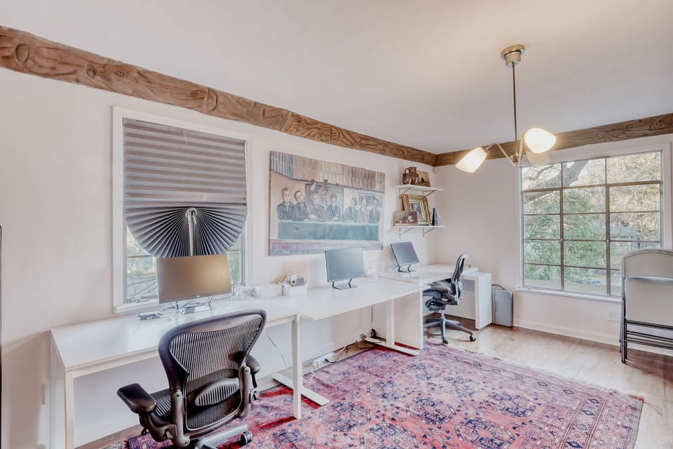 Bright home office ideal for remote work.