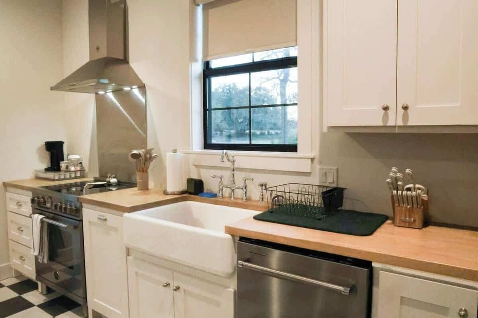 Kitchen with stainless steel appliances