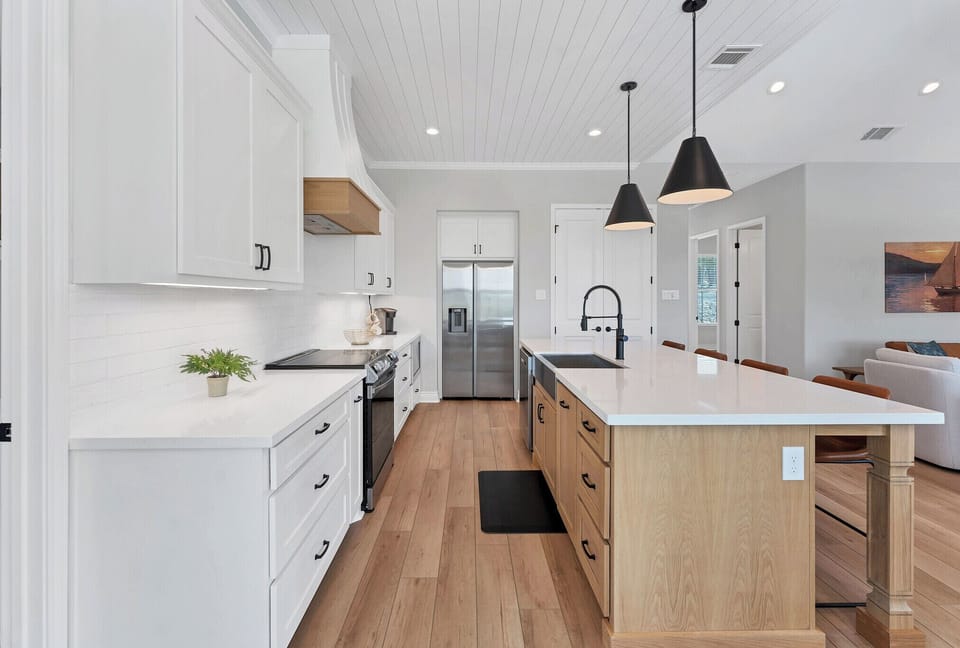 Large kitchen with ample countertop space