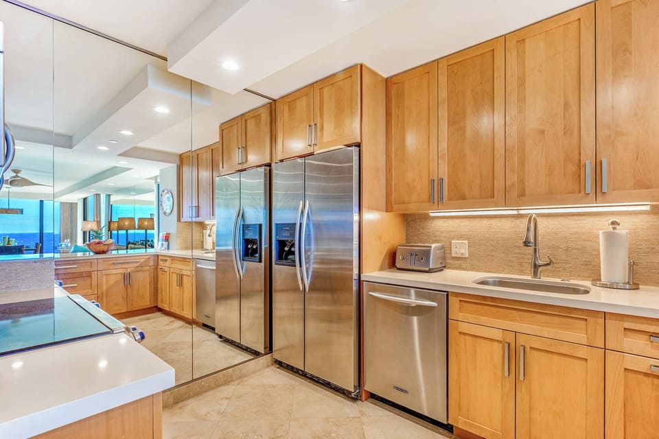Whip up island flavors with ease in the fully equipped kitchen at Mahana 1119.