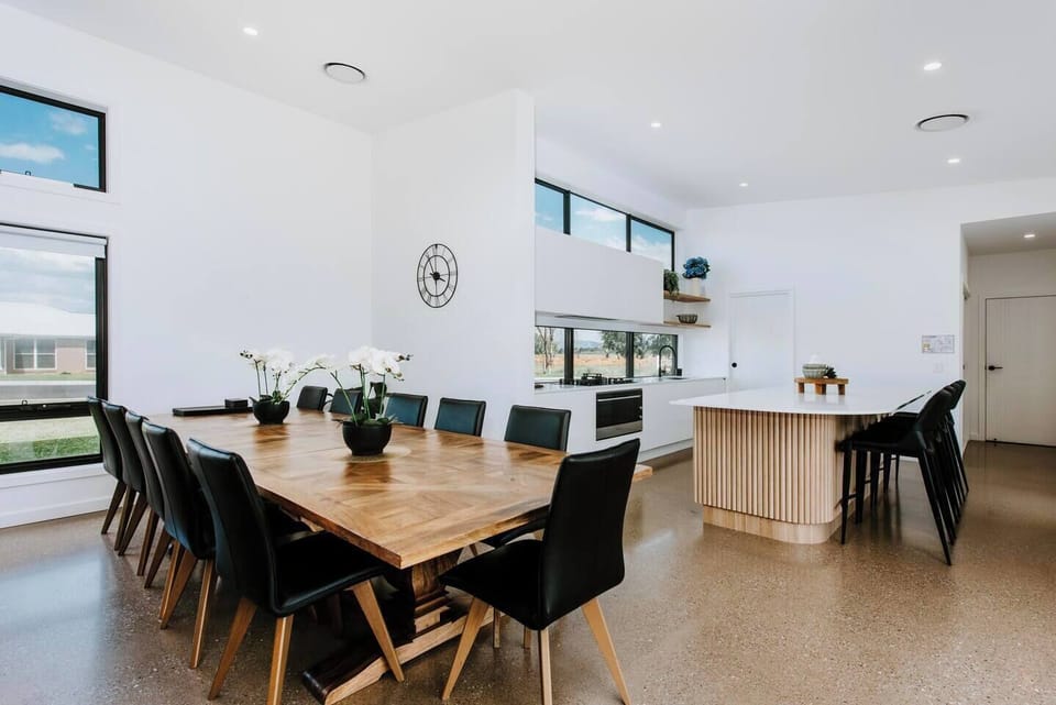 A decadent solid timber table just calls for you and your group to gather and reminisce on your adventures over a shared meal. 
