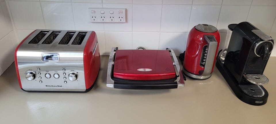 Easy brekkie and snacks with Western kitchen appliances including Nespresso Coffee Machine.