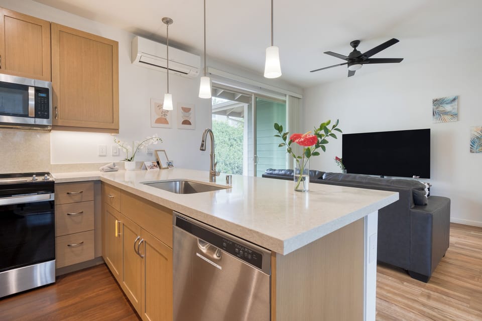 Ample counter space for meal prepping.