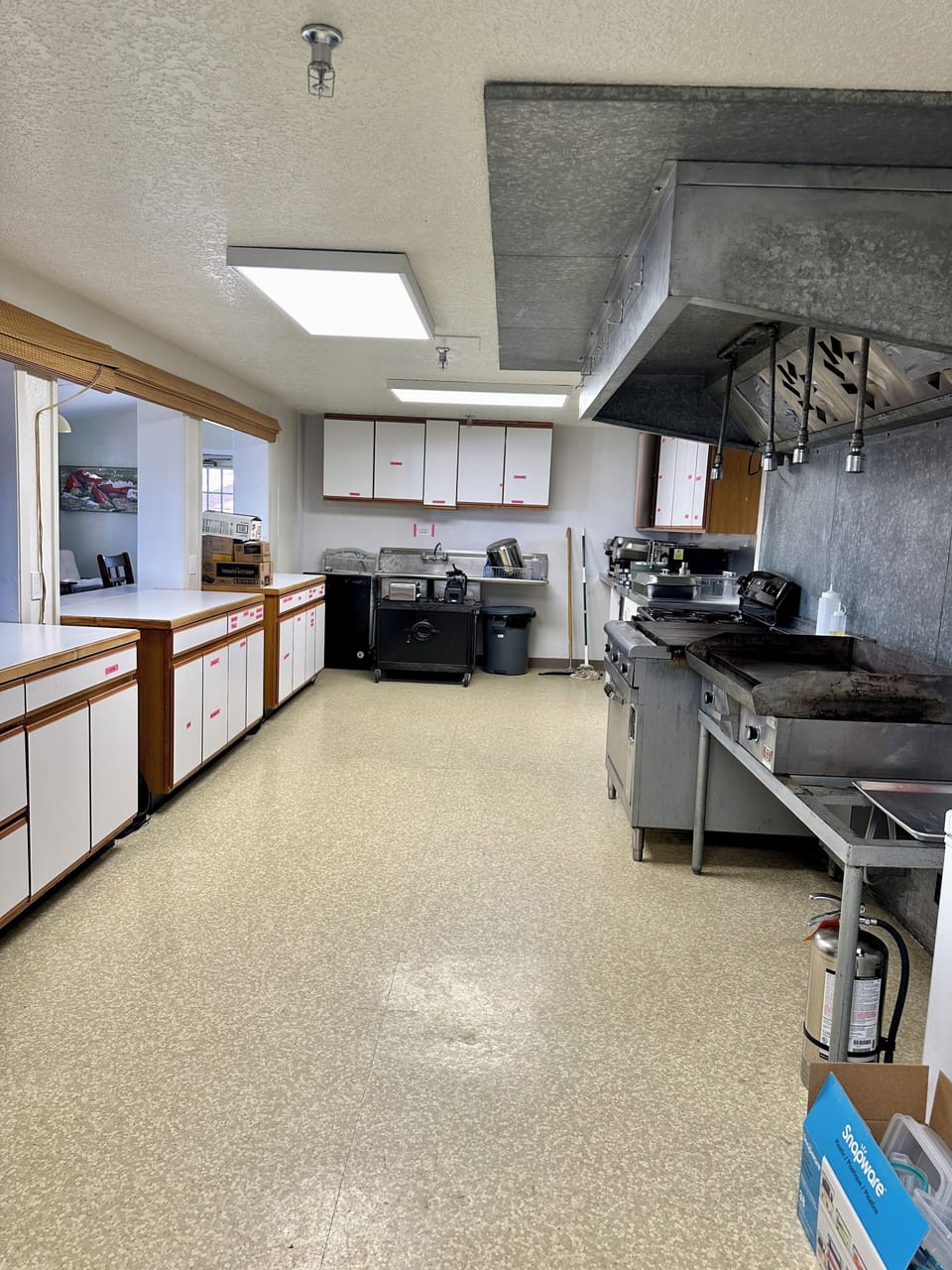 Large commercial kitchen in the Bunk House available when renting the entire property.