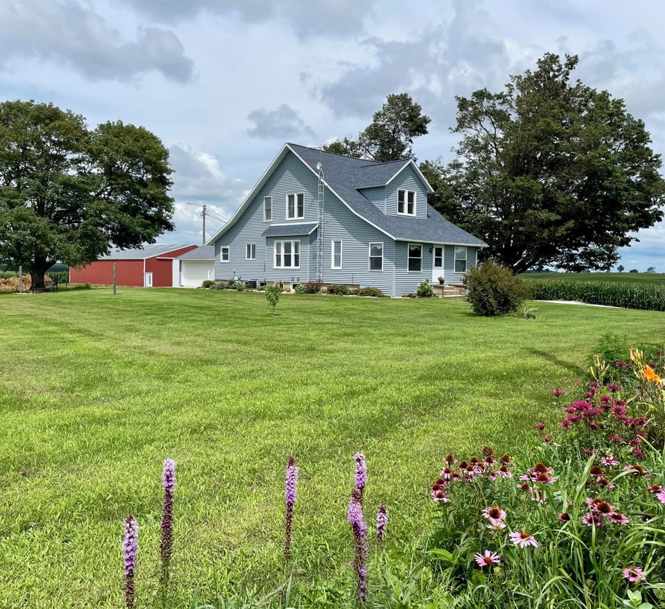 Flowers planted around the property so the pollinators make it their home.