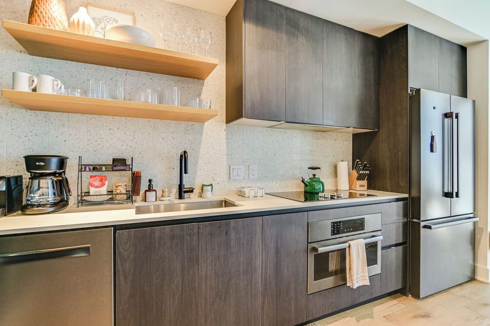 Kitchen with everything you need to whip up meals or just morning coffee