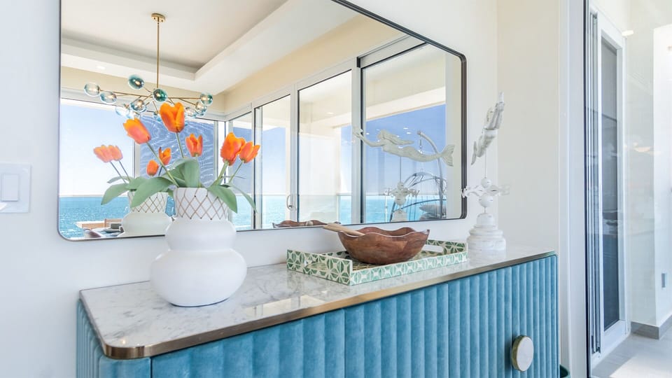 the side board by the dining table