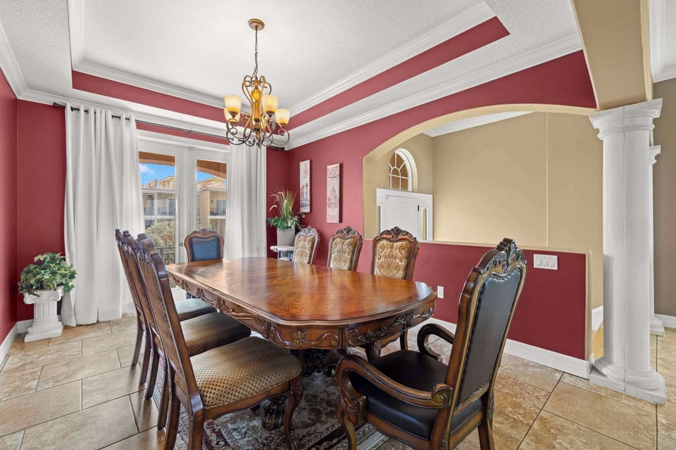 Gather around a refined dining setup for 8, combining elegance and comfort for a truly exquisite dining experience