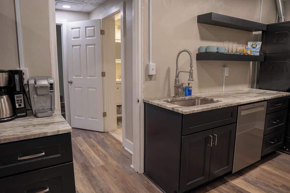 Kitchen counter with coffee and essentials