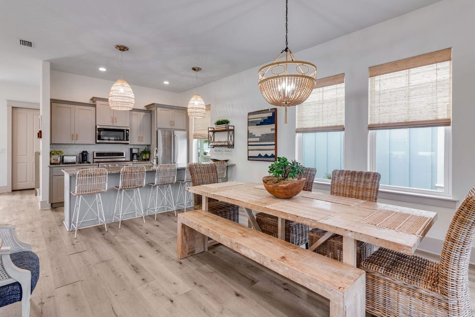 Large, beautiful dining table with seating for 6