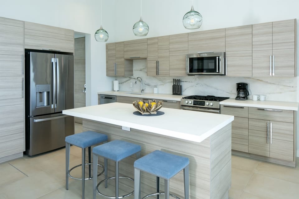 Modern kitchen with custom concrete counters