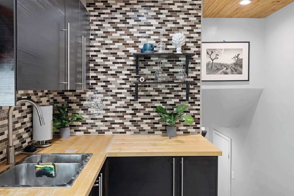 There is plenty of counterspace, including a countertop table that can be moved.