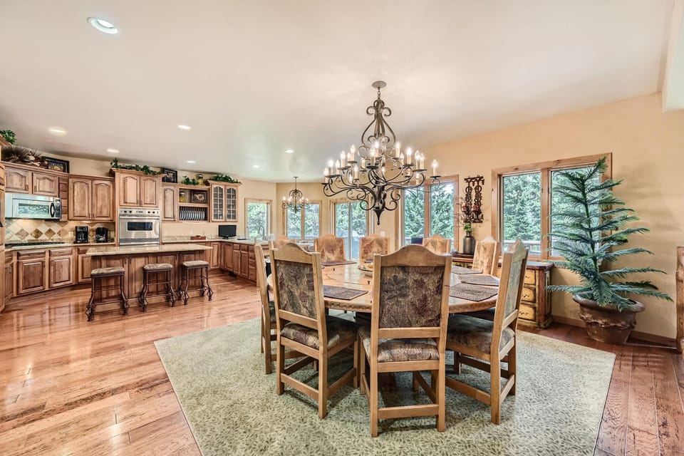 Gather for meals together at the dining table, with seating for 10