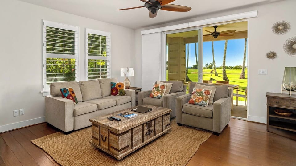 Pili Mai Resort at Poipu #08D - Ocean View Living Room - Parrish Kauai