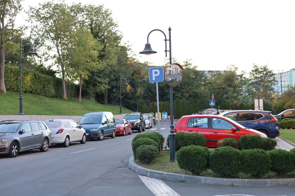 Free street parking behind the building