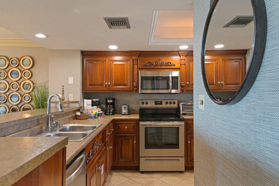 Kitchen with stainless steel appliances