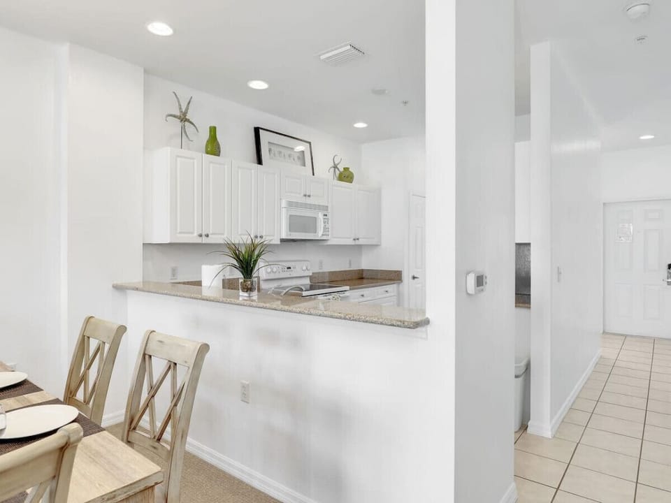 Dining area looking into the kitchen